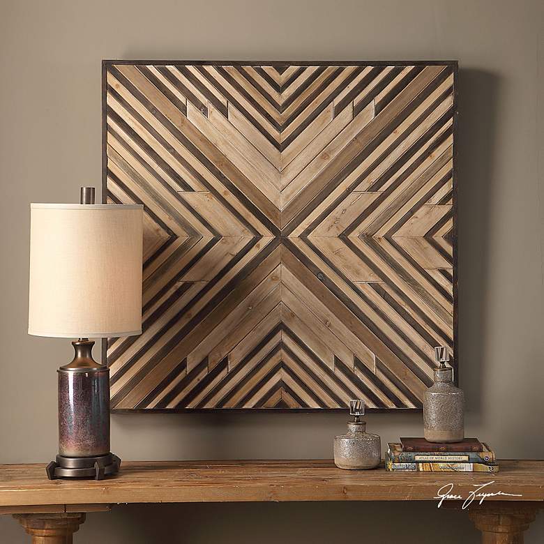 Image 1 Uttermost Floyd 40 1/2 inch High Geometric Wooden Wall Art