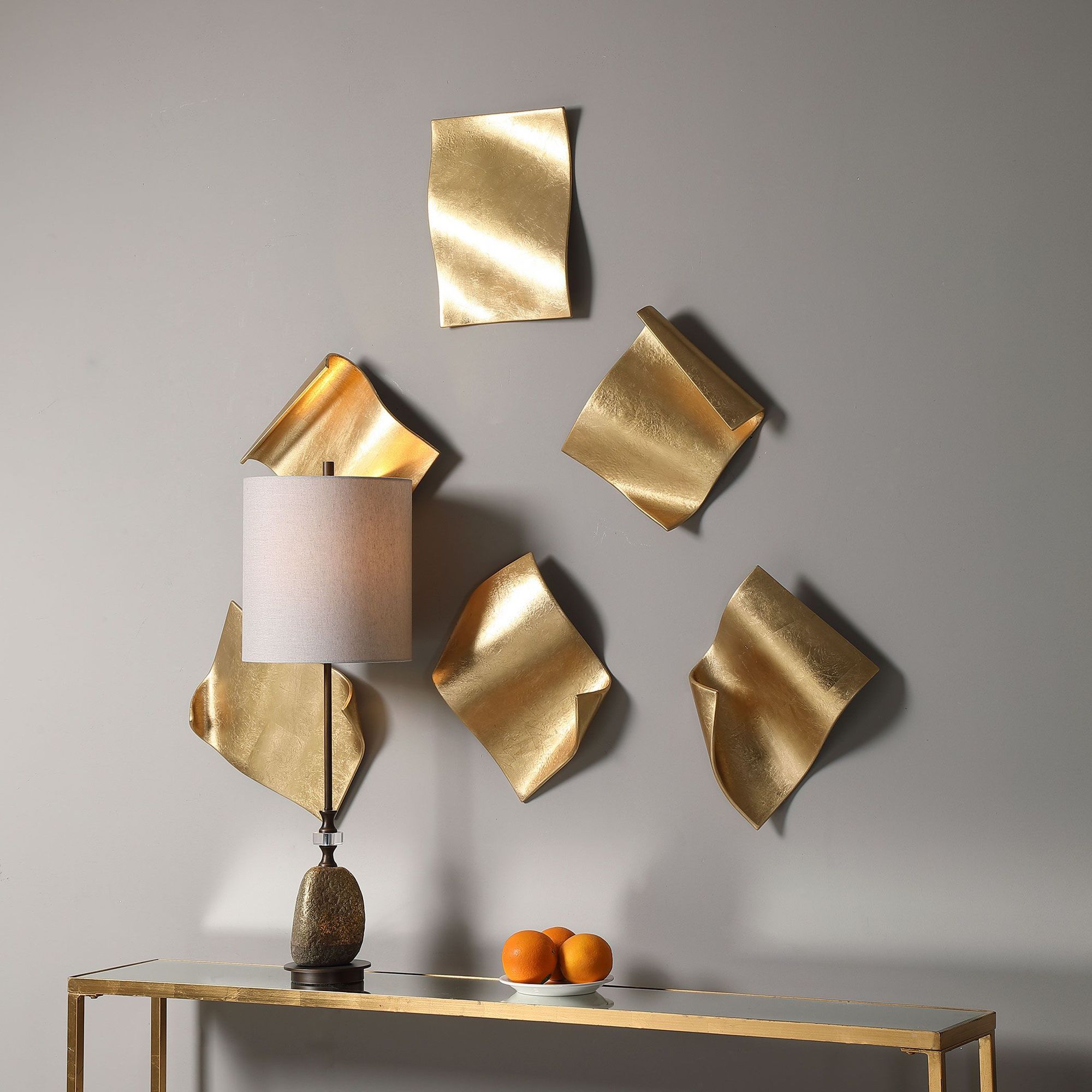 Image 4 Uttermost Fluttering Pages Gold Set of 6 Wall Décor more views