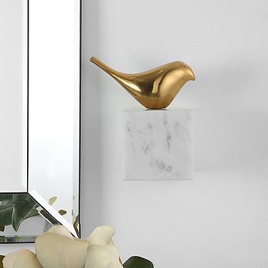 Uttermost Flying Solo 7" High Gold Bird Wall Decor