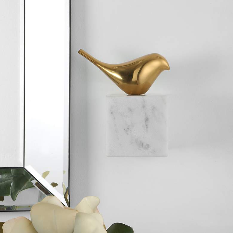 Image 1 Uttermost Flying Solo 7" High Gold Bird Wall Decor