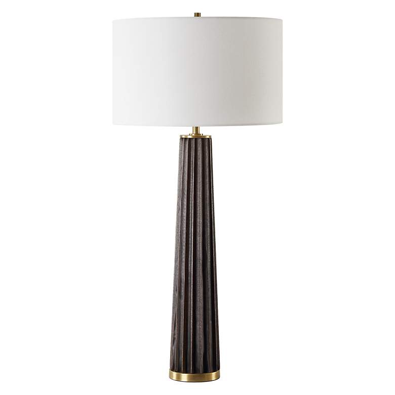 Image 4 Uttermost Forage 31 1/2" Modern Dark Stain Oak Wood Table Lamp more views
