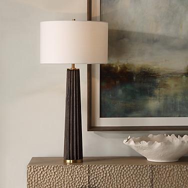 Uttermost Forage 31 1/2" Modern Dark Stain Oak Wood Table Lamp