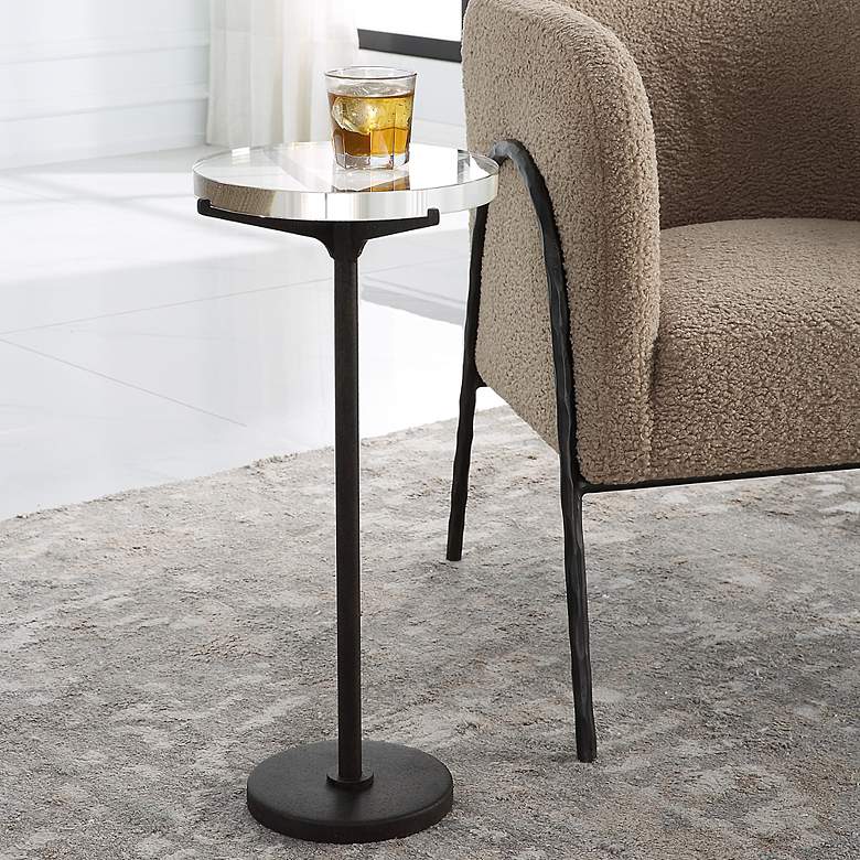 Image 1 Uttermost Forge 24.75" H Clear and Rustic Brown Accent Table
