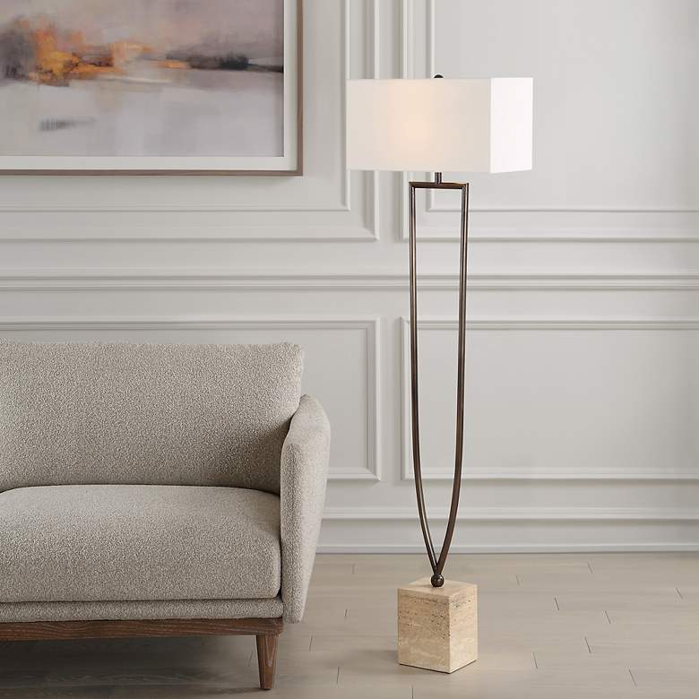 Image 6 Uttermost Fork In The Road 64" Modern Bronze Floor Lamp more views