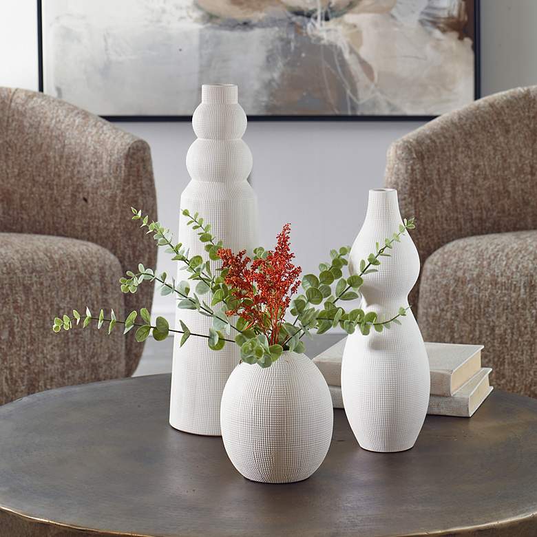 Image 1 Uttermost Forma White Earthenware 3-Piece Vase Set
