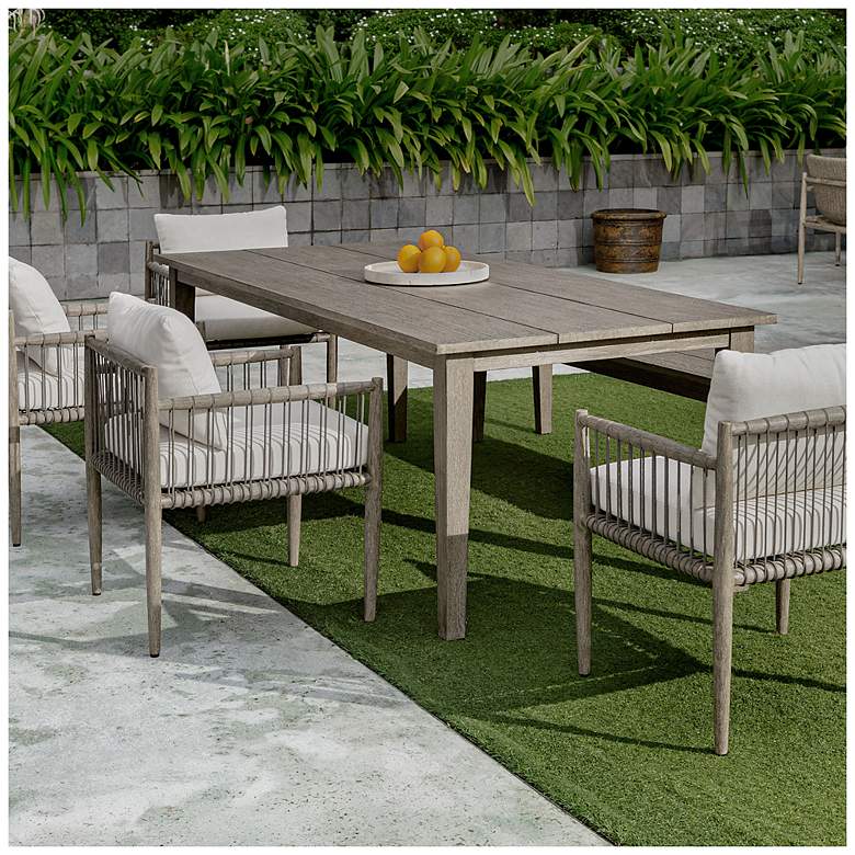 Image 3 Uttermost Forsyth 92" W Gray Mahogany Outdoor Dining Table more views