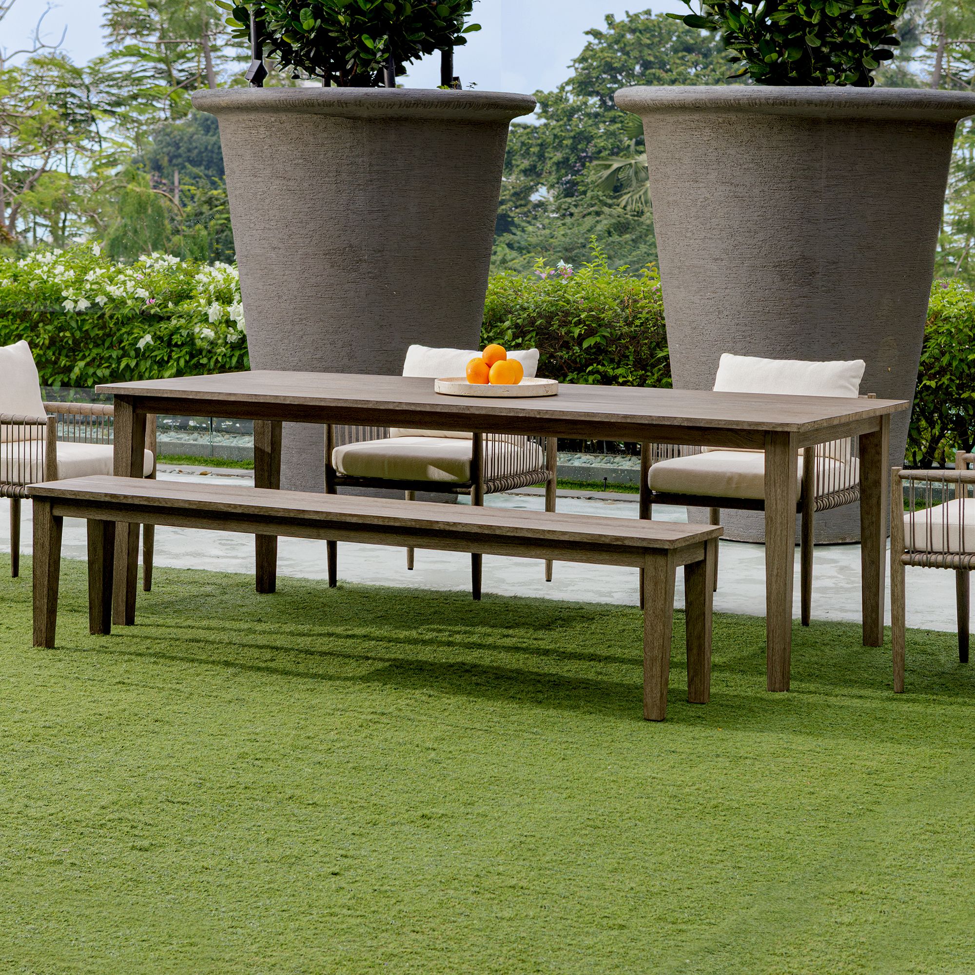 Uttermost Forsyth 92" W Gray Mahogany Outdoor Dining Table