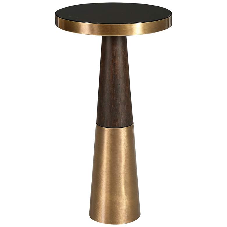 Image 3 Uttermost Fortier 22" High Brass and Espresso Modern Drink Table