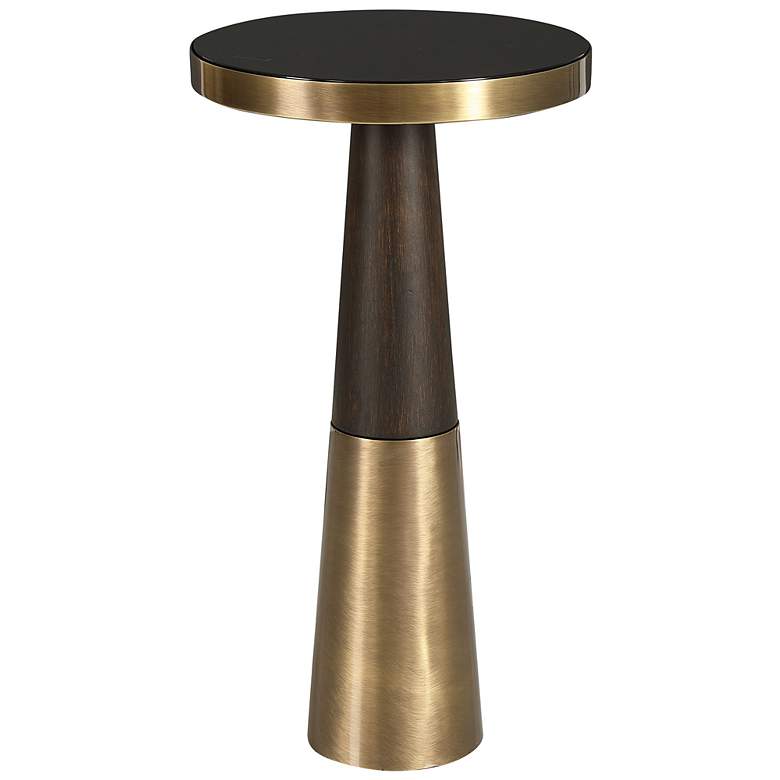 Image 3 Uttermost Fortier 22" High Brass and Espresso Modern Drink Table