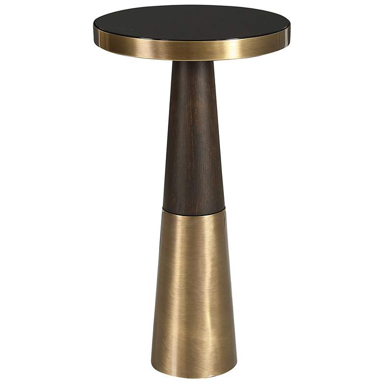 Image 3 Uttermost Fortier 22 inch High Brass and Espresso Modern Drink Table