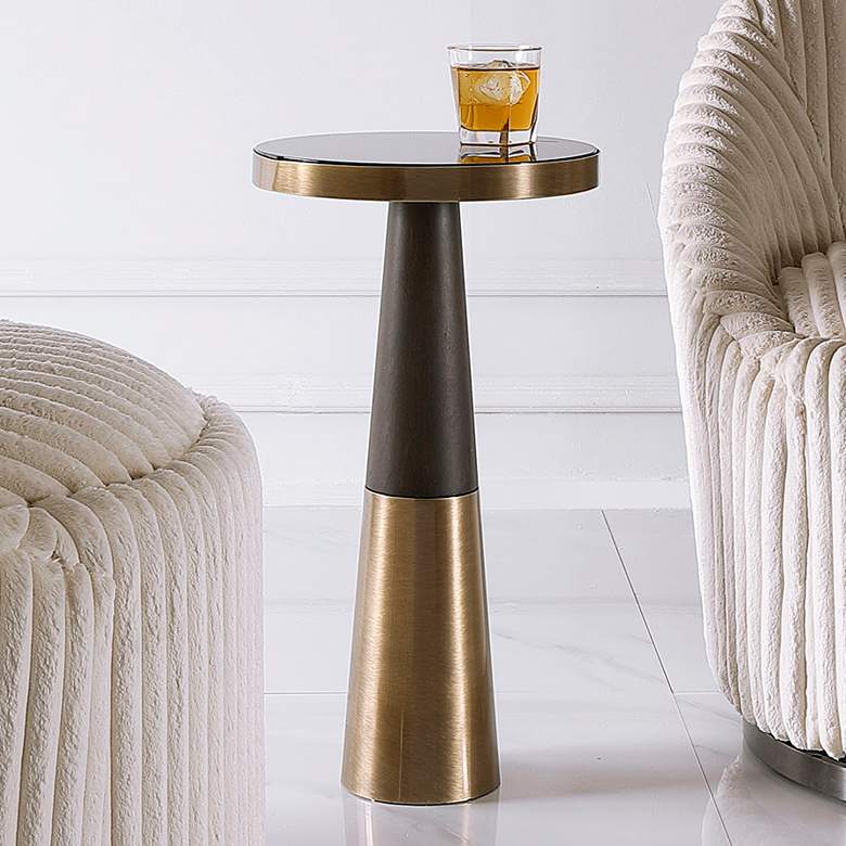 Image 2 Uttermost Fortier 22" High Brass and Espresso Modern Drink Table