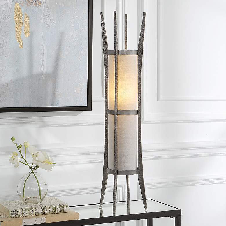 Image 1 Uttermost Fortress 32 1/2" High Aged Pewter Modern Accent Table Lamp