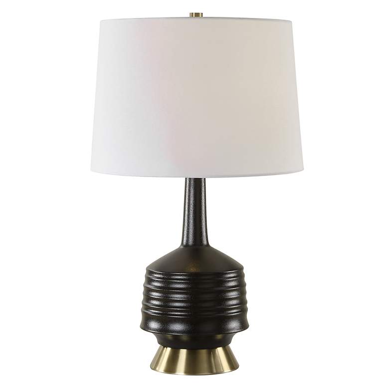 Image 2 Uttermost Foster Textured Black Glaze Ceramic Table Lamp