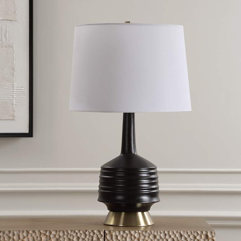 Image 3 Uttermost Foster Textured Black Glaze Ceramic Table Lamp more views