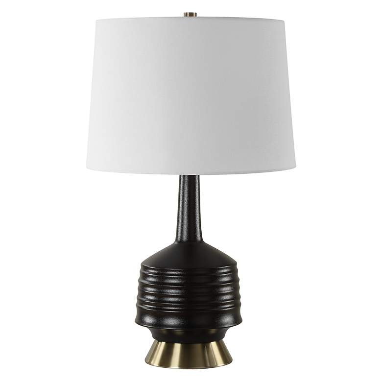 Image 4 Uttermost Foster Textured Black Glaze Ceramic Table Lamp more views