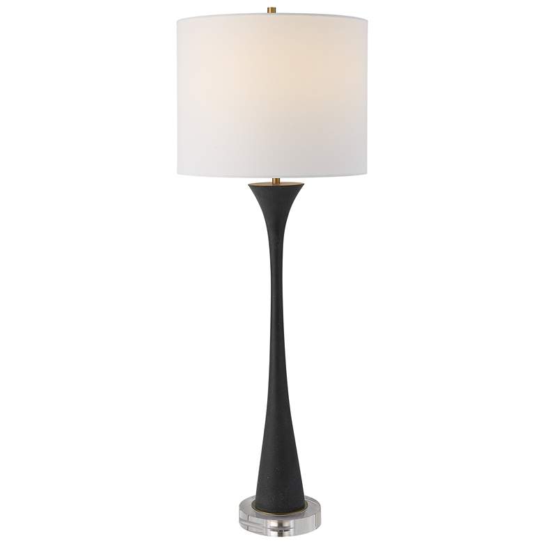 Image 1 Uttermost Fountain 34" Modern Black Stone Buffet Table Lamp