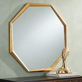 Image1 of Uttermost Fran Shiny Gold Leaf 34" x 34" Octagon Wall Mirror