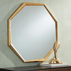 Uttermost Fran Shiny Gold Leaf 34" x 34" Octagon Wall Mirror | www.lampsplus.com