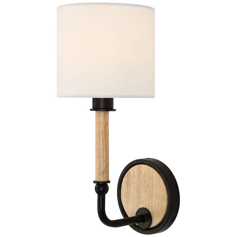 Image 1 Uttermost Franconia 12" High Black and Natural Wood 1-Light Sconce