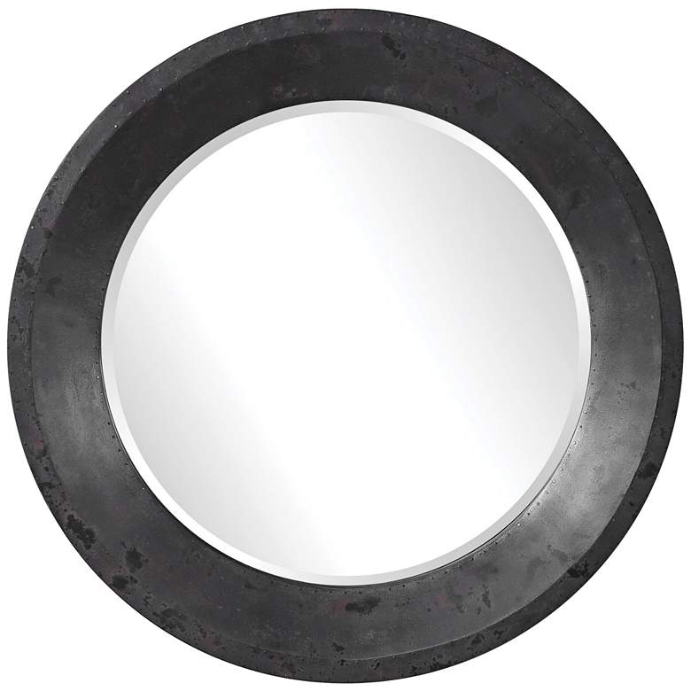 Image 2 Uttermost Frazier Dark Gray 40 inch Round Oversized Wall Mirror