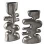 2_Uttermost Free Flowing Tarnished Nickel Ceramic Vases Set of 2