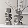 1_Uttermost Free Flowing Tarnished Nickel Ceramic Vases Set of 2