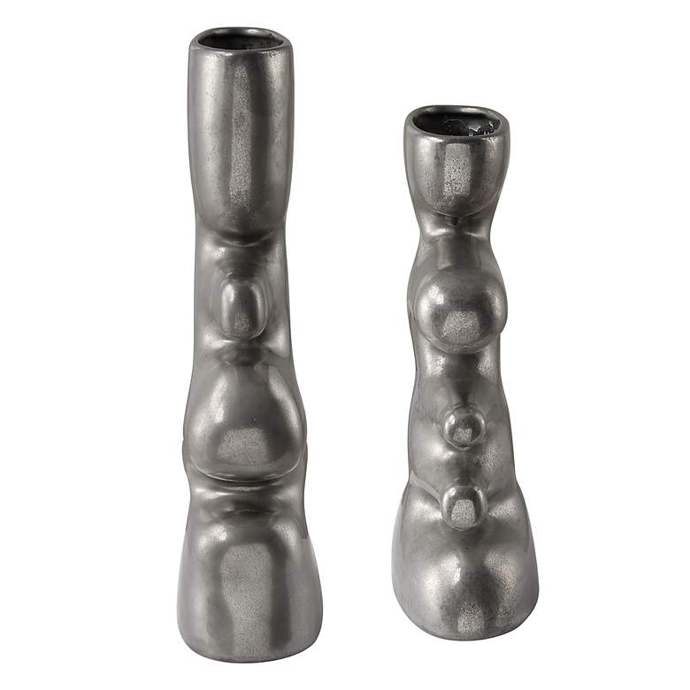 Image 5 Uttermost Free Flowing Tarnished Nickel Ceramic Vases Set of 2 more views