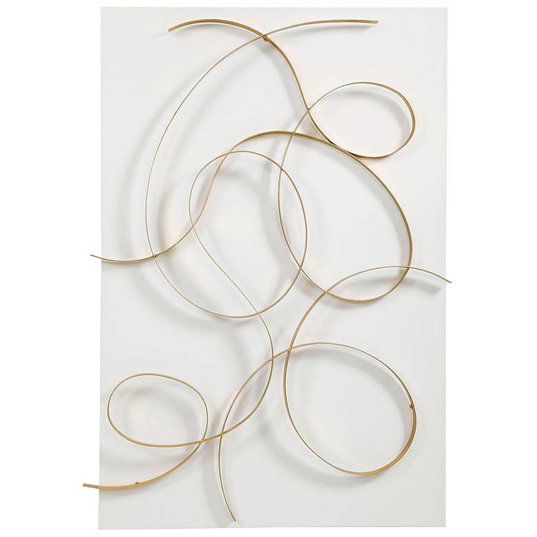 Image 2 Uttermost Freehand 60" High Brushed Gold Metal Wall Panel