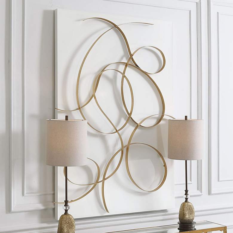 Image 1 Uttermost Freehand 60" High Brushed Gold Metal Wall Panel