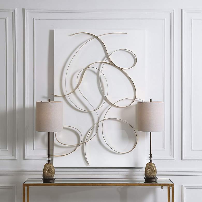 Image 3 Uttermost Freehand 60" High Brushed Gold Metal Wall Panel more views
