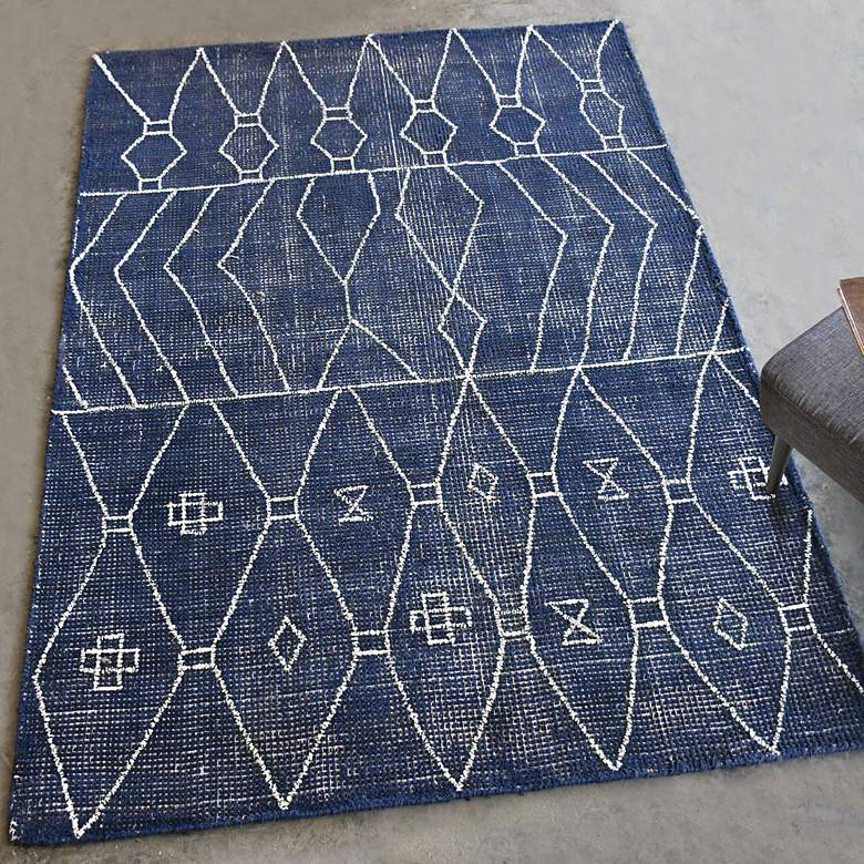 Image 2 Uttermost Fressia 71147 5'x8' Blue Wool Rectangle Area Rug more views