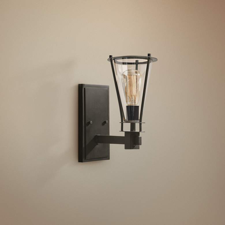 Image 1 Uttermost Frisco 6 inch Wide Rustic Black Wall Sconce