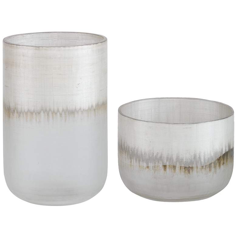 Image 1 Uttermost Frost Silver Drip Glass 2-Piece Vase Set