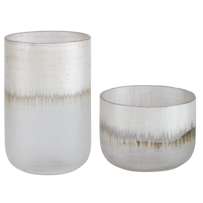 Image 2 Uttermost Frost Silver Drip Glass 2-Piece Vase Set