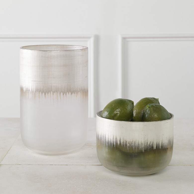 Image 1 Uttermost Frost Silver Drip Glass 2-Piece Vase Set