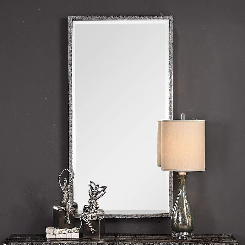 Image 2 Uttermost Gabelle 32" x 62" Textured Silver Wall Mirror