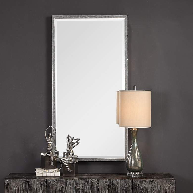Image 2 Uttermost Gabelle 32" x 62" Textured Silver Wall Mirror