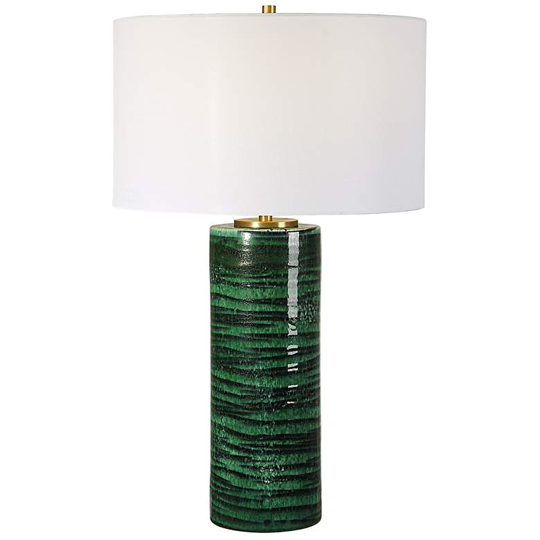 Image 1 Uttermost Galeno 27 3/4 inch High Emerald Green Ceramic Table Lamp