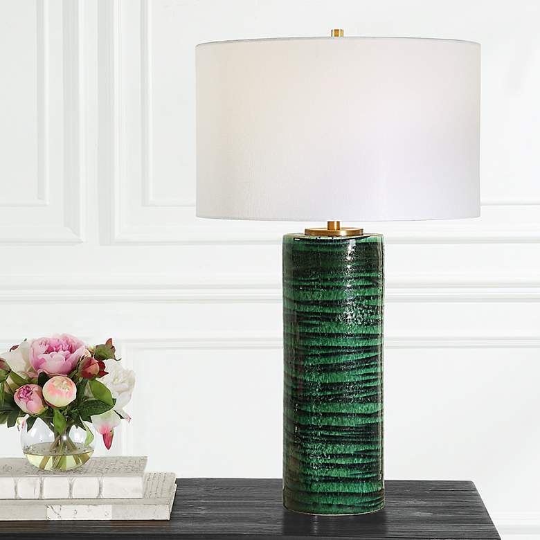 Image 1 Uttermost Galeno 27 3/4" High Emerald Green Ceramic Table Lamp