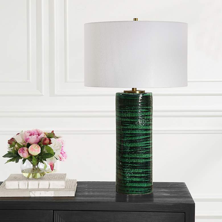 Image 3 Uttermost Galeno 27 3/4" High Emerald Green Ceramic Table Lamp more views