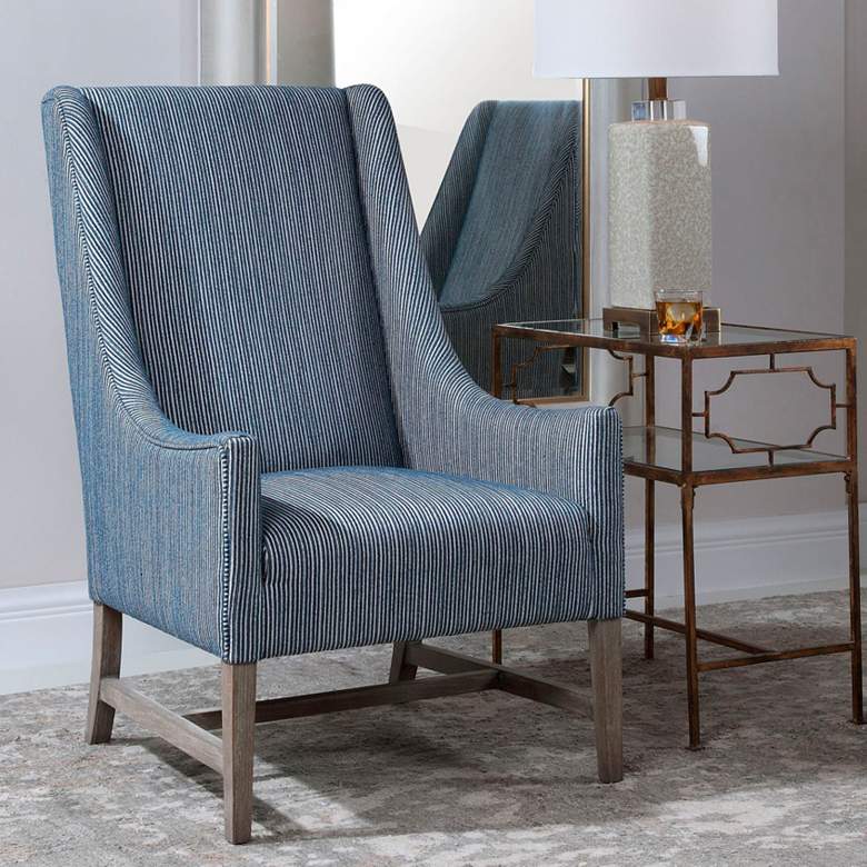 Image 1 Uttermost Galiot Blue and White Accent Chair