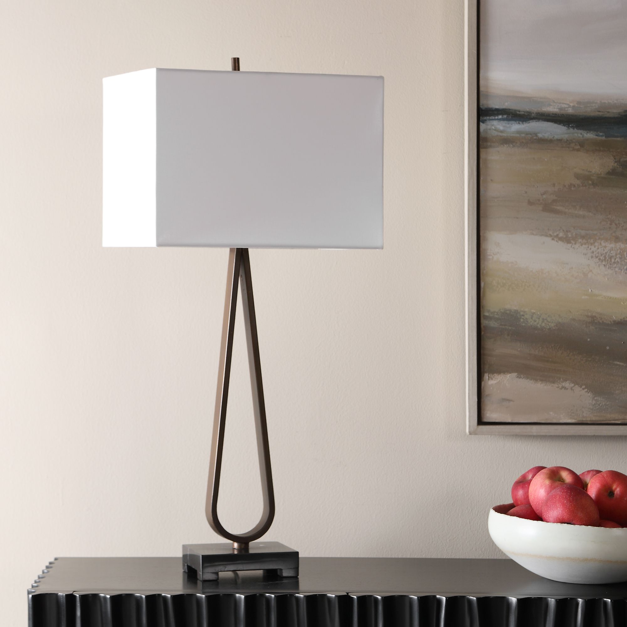 Image 3 Uttermost Galloway 30 3/4" Bronze Metal w/Black Marble Table Lamp more views