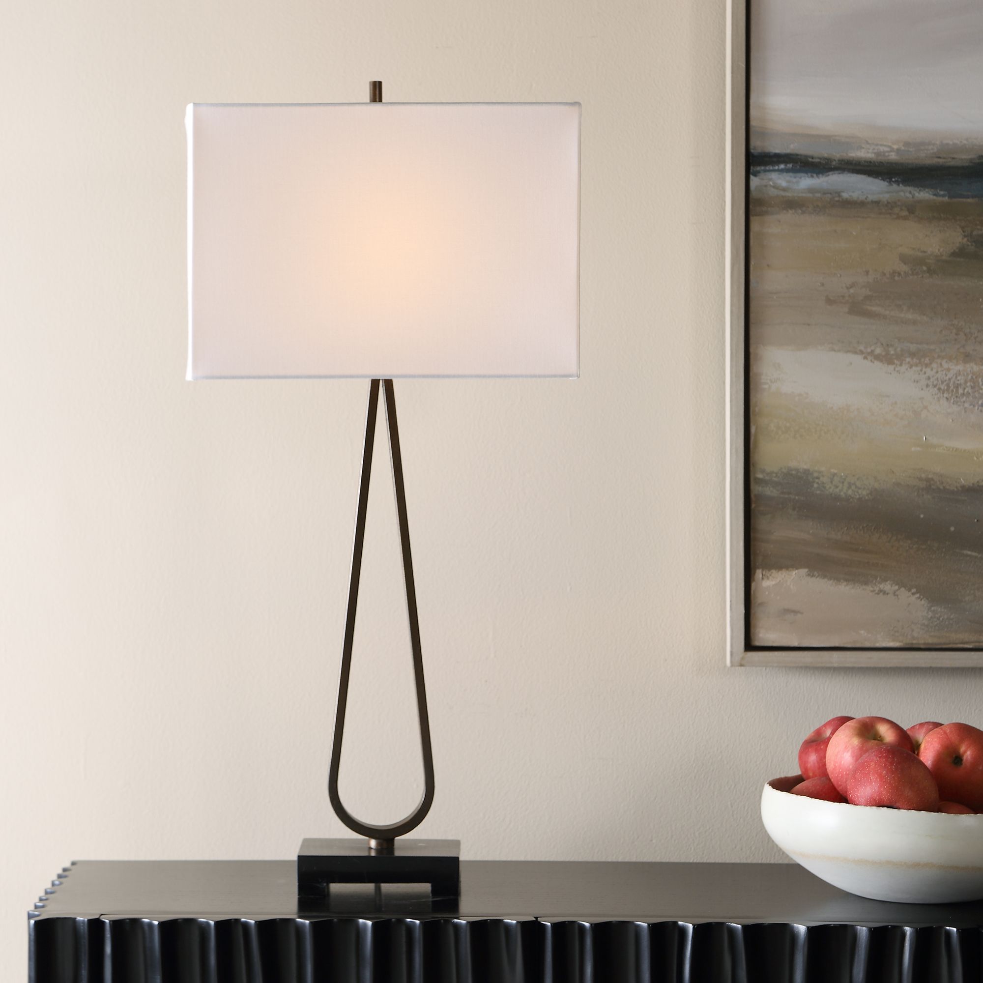 Image 4 Uttermost Galloway 30 3/4" Bronze Metal w/Black Marble Table Lamp more views