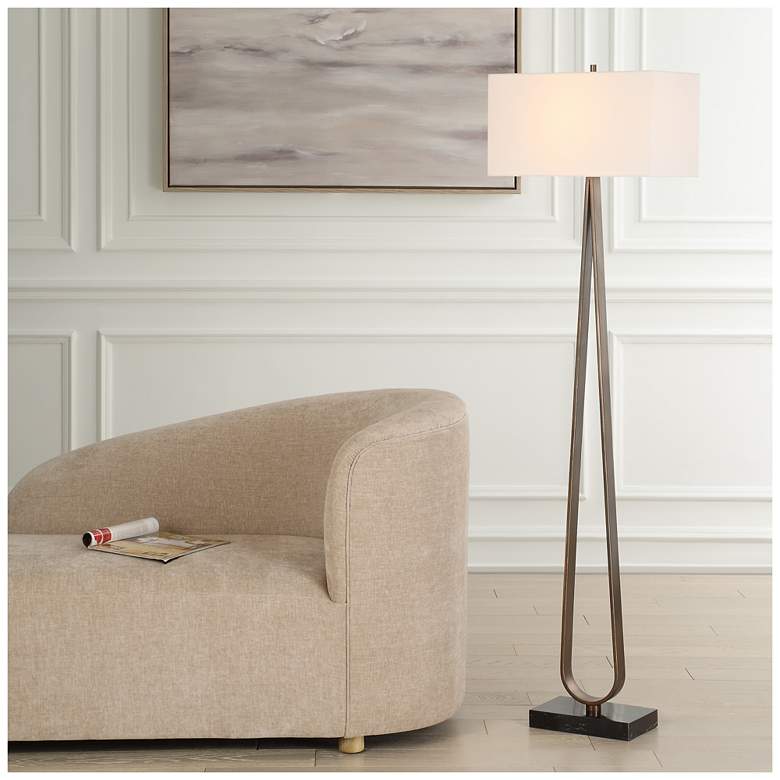 Image 1 Uttermost Galloway 64 3/4" Dark Bronze Metal Floor Lamp