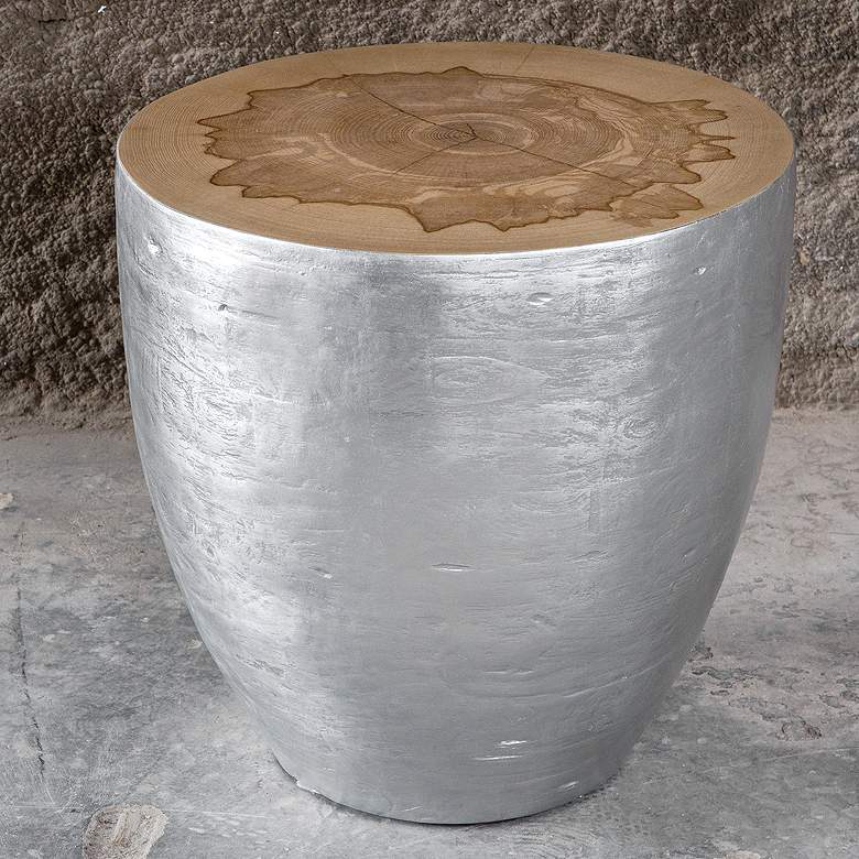 Image 1 Uttermost Gannett 20 3/4" Wide Silver and Brown End Table