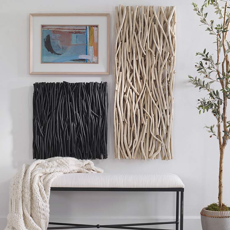 Image 4 Uttermost Gathered Black Teak 24" Square Wall Art more views