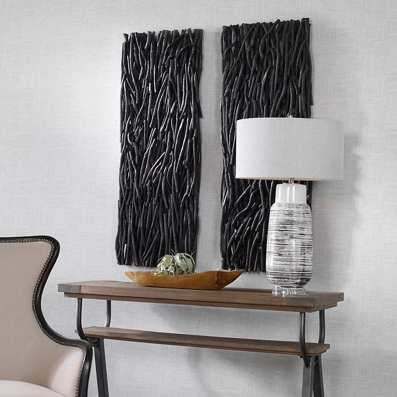 Image 5 Uttermost Gathered Black Teak 49" High Wood Wall Decor more views
