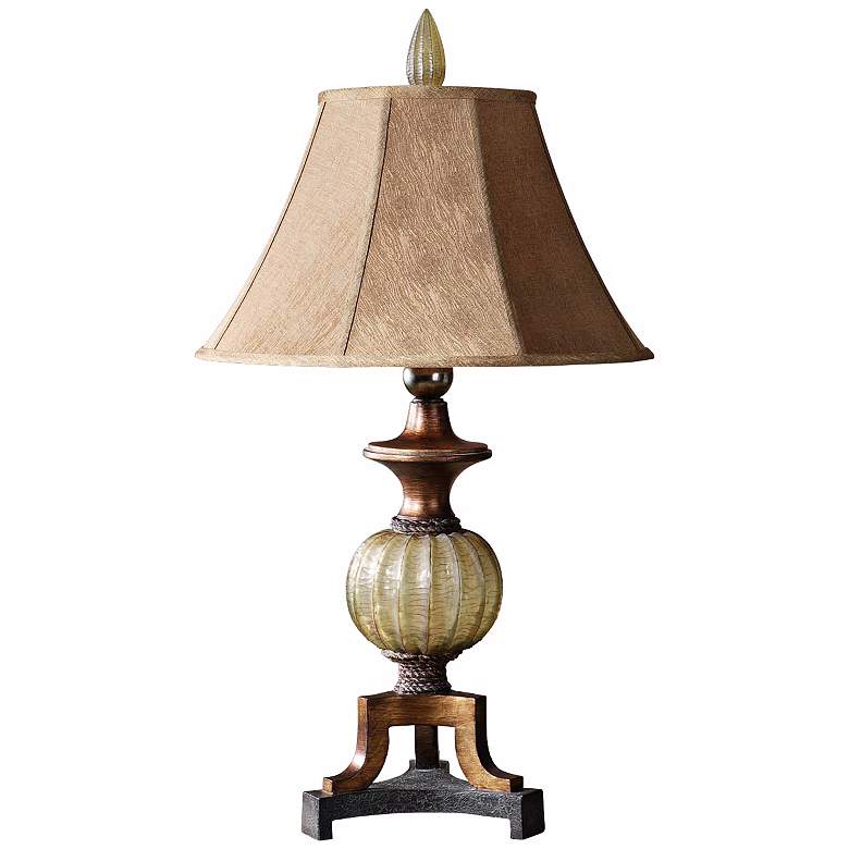 Image 1 Uttermost Gavet Sea Green and Copper Bronze Table Lamp