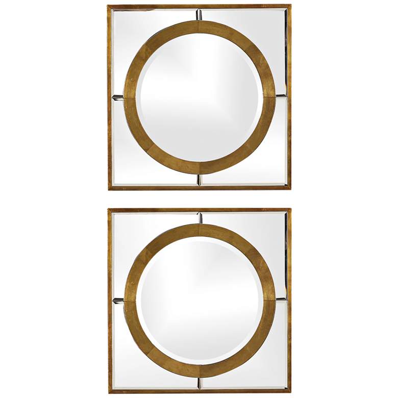 Uttermost Gaza Gold 18 1/4&quot; x 18&quot; Wall Mirrors Set of 2