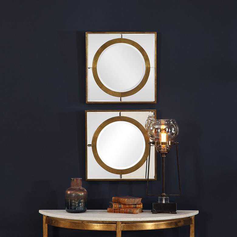 Image 1 Uttermost Gaza Gold 18 1/4" x 18" Wall Mirrors Set of 2